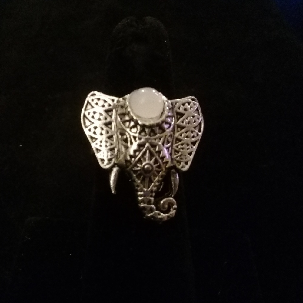 Adjustable Elephant With Moonstone Ring - image 1